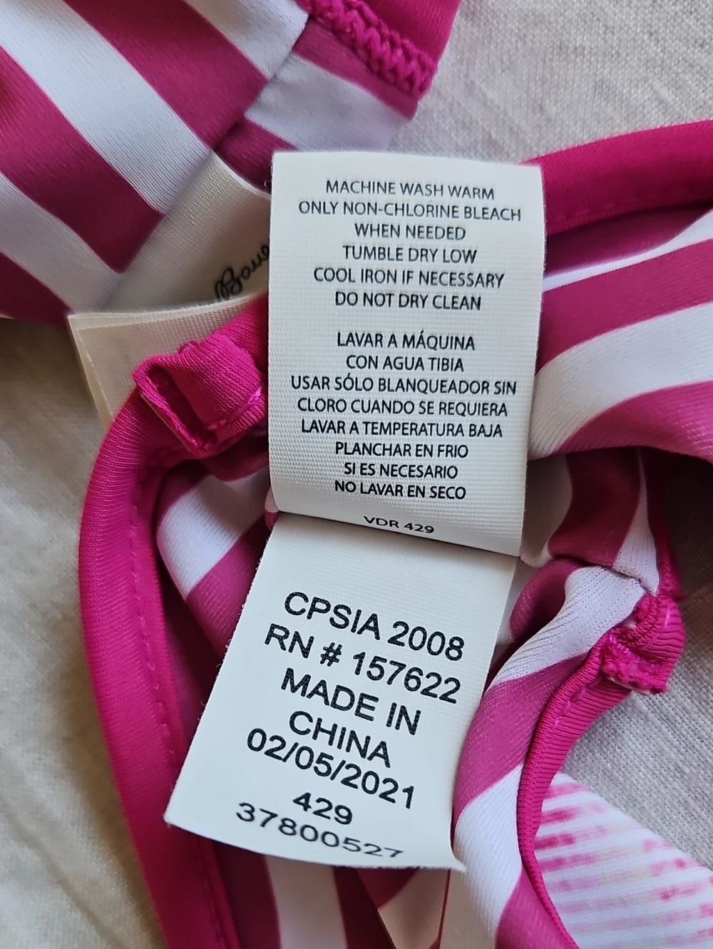 Eddie Bauer Girls Pink and Blue Patterned Two-Piece Reversible Swim Set Sz 14-16